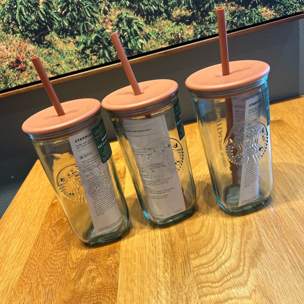 Starbucks 2024 recycled Terracotta/copper Glass Cold Tumbler Cup